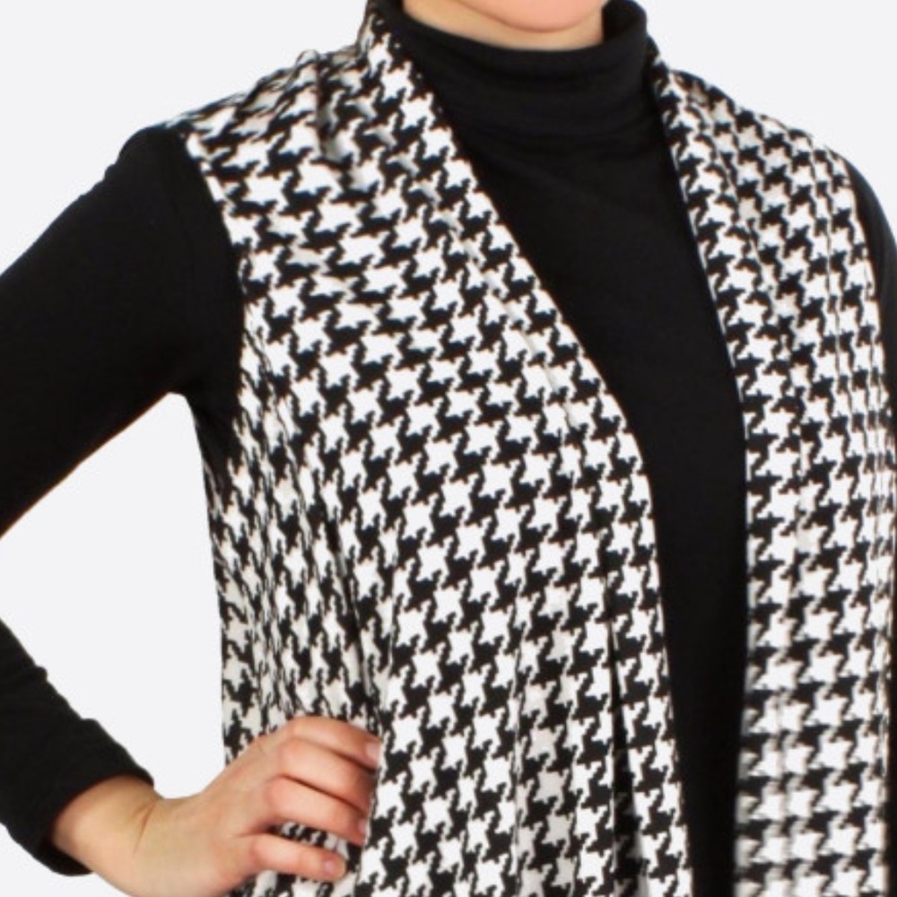NWT **BOUTIQUE** HOUNDSTOOTH LONG VEST OSFA - Picture 3 of 4
